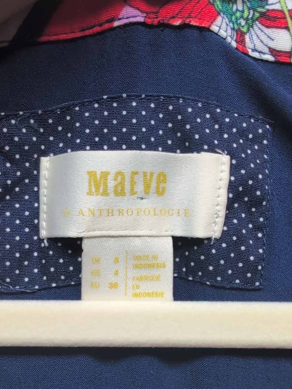 226.Anthropologie Navy Floral Wrap Midi Dress with Green & Pink Accents - Picture 2 of 7